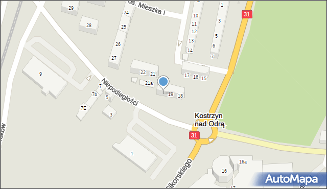 Kostrzyn nad Odrą, Osiedle Mieszka I, 20, mapa Kostrzyn nad Odrą