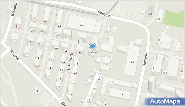 Kraków, Osiedle Mozarta Wolfganga Amadeusa, 21, mapa Krakowa