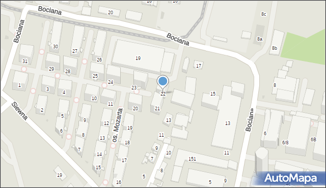 Kraków, Osiedle Mozarta Wolfganga Amadeusa, 22, mapa Krakowa