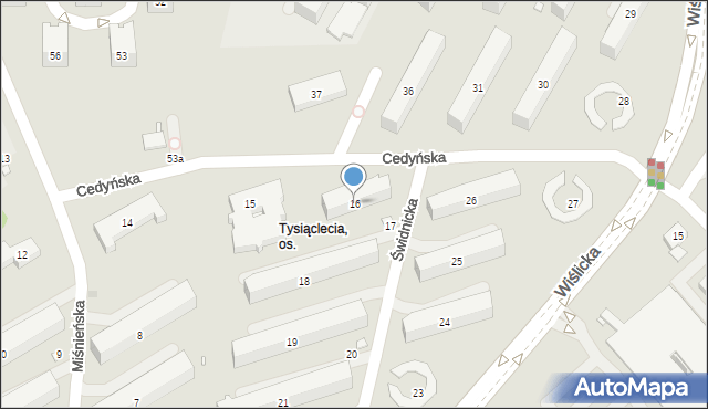 Kraków, Osiedle Tysiąclecia, 16, mapa Krakowa