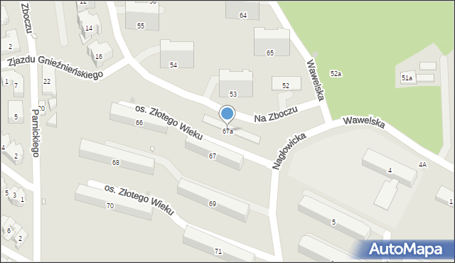 Kraków, Osiedle Złotego Wieku, 67a, mapa Krakowa