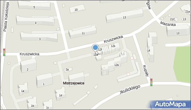 Kraków, Osiedle Piastów, 12a, mapa Krakowa