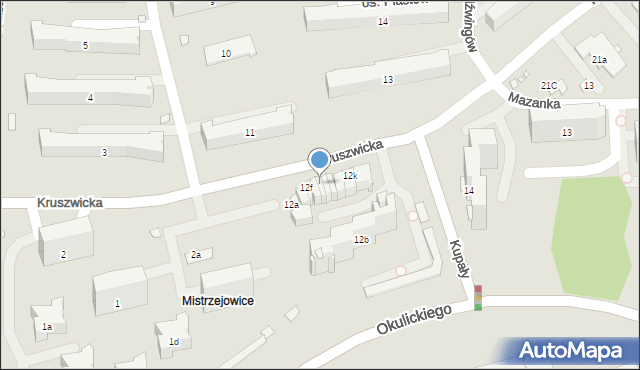 Kraków, Osiedle Piastów, 12h, mapa Krakowa