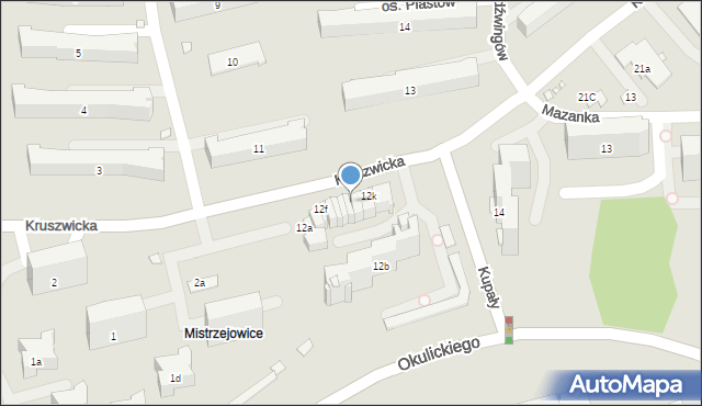 Kraków, Osiedle Piastów, 12j, mapa Krakowa