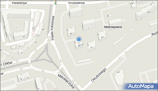 Kraków, Osiedle Piastów, 1b, mapa Krakowa