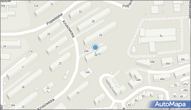 Kraków, Osiedle Piastów, 24, mapa Krakowa