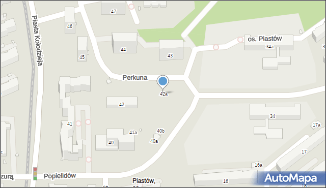 Kraków, Osiedle Piastów, 42a, mapa Krakowa