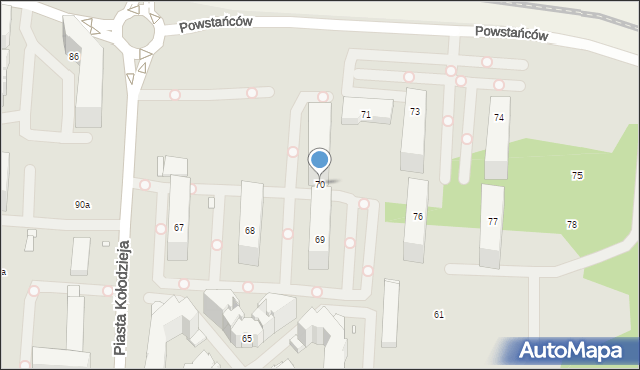 Kraków, Osiedle Piastów, 70, mapa Krakowa