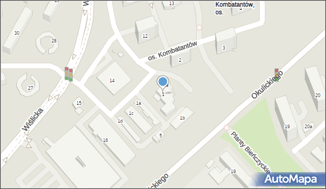 Kraków, Osiedle Kombatantów, 1, mapa Krakowa