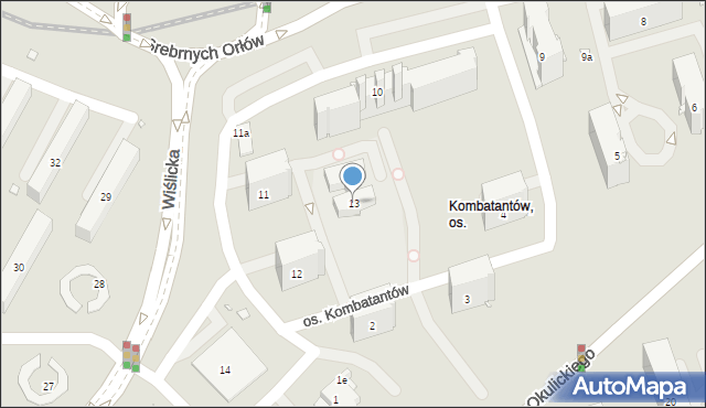 Kraków, Osiedle Kombatantów, 13, mapa Krakowa