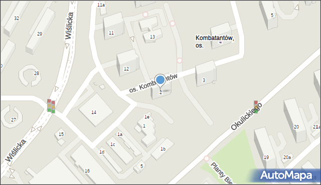 Kraków, Osiedle Kombatantów, 2, mapa Krakowa