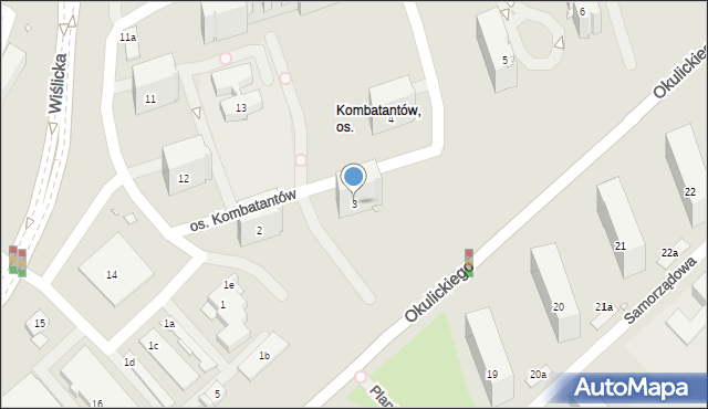 Kraków, Osiedle Kombatantów, 3, mapa Krakowa
