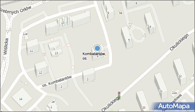 Kraków, Osiedle Kombatantów, 4, mapa Krakowa