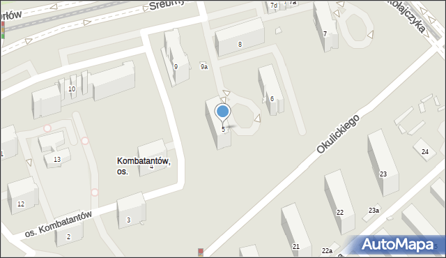 Kraków, Osiedle Kombatantów, 5, mapa Krakowa