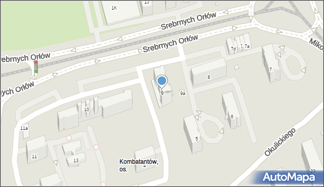 Kraków, Osiedle Kombatantów, 9, mapa Krakowa