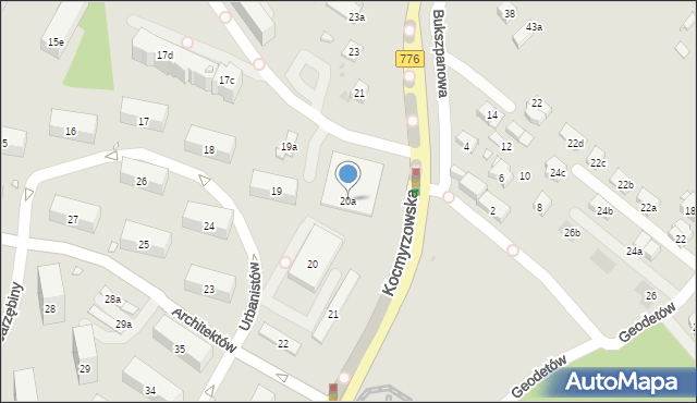 Kraków, Osiedle na Wzgórzach, 20a, mapa Krakowa