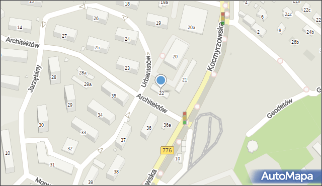 Kraków, Osiedle na Wzgórzach, 22, mapa Krakowa