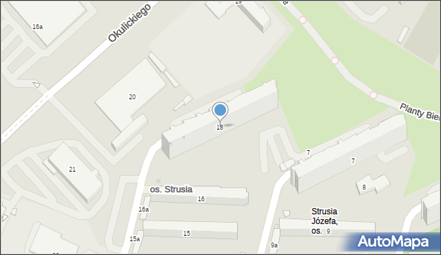 Kraków, Osiedle Strusia Józefa, 18, mapa Krakowa