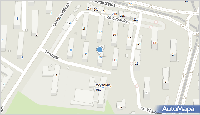 Kraków, Osiedle Wysokie, 10, mapa Krakowa