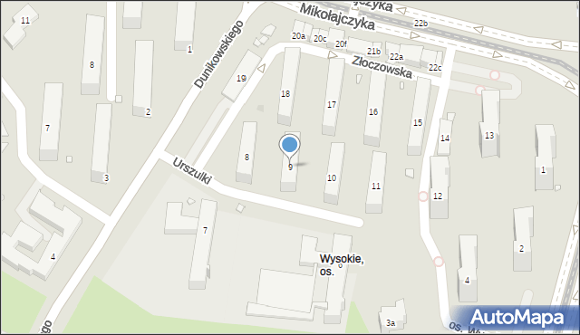 Kraków, Osiedle Wysokie, 9, mapa Krakowa