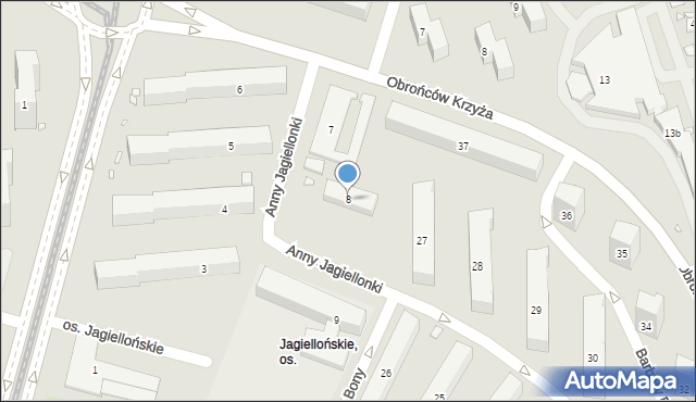 Kraków, Osiedle Jagiellońskie, 8, mapa Krakowa