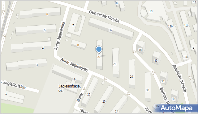 Kraków, Osiedle Jagiellońskie, 27, mapa Krakowa