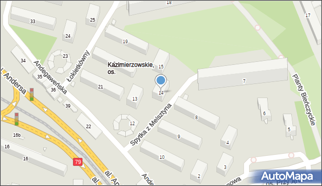 Kraków, Osiedle Kazimierzowskie, 14, mapa Krakowa