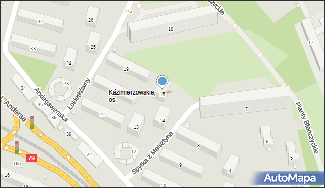 Kraków, Osiedle Kazimierzowskie, 15, mapa Krakowa