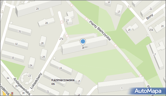 Kraków, Osiedle Kazimierzowskie, 18, mapa Krakowa