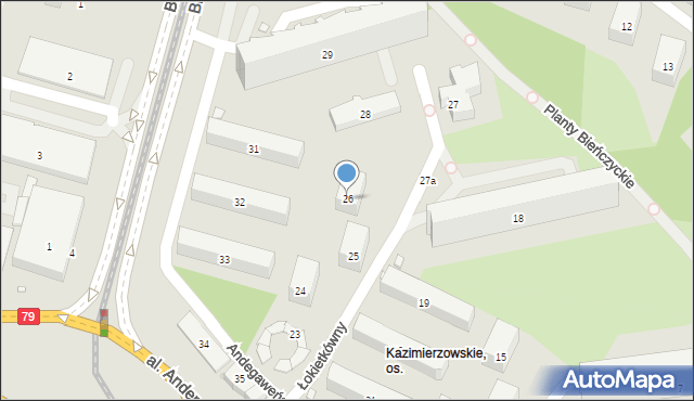 Kraków, Osiedle Kazimierzowskie, 26, mapa Krakowa