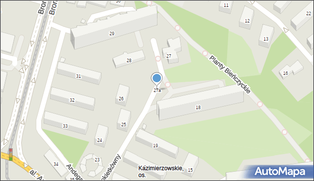 Kraków, Osiedle Kazimierzowskie, 27a, mapa Krakowa