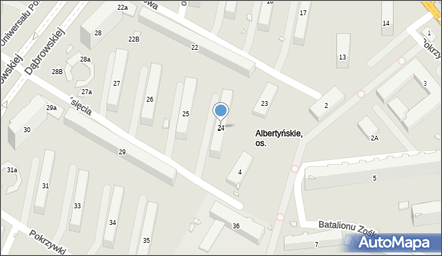 Kraków, Osiedle Albertyńskie, 24, mapa Krakowa