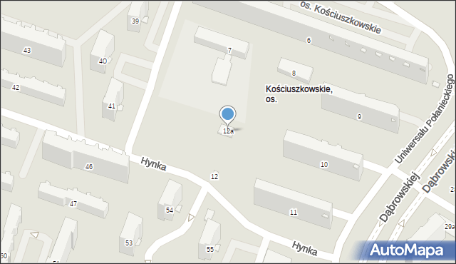 Kraków, Osiedle Kościuszkowskie, 12a, mapa Krakowa