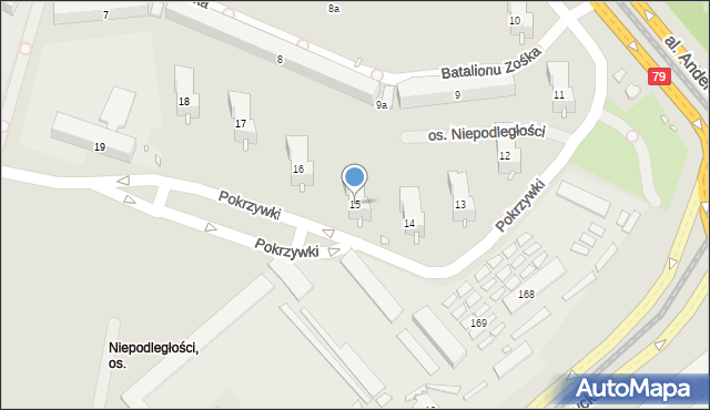 Kraków, Osiedle Niepodległości, 15, mapa Krakowa