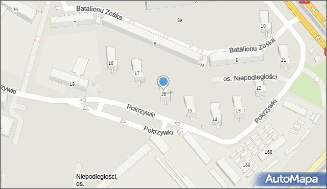 Kraków, Osiedle Niepodległości, 16, mapa Krakowa