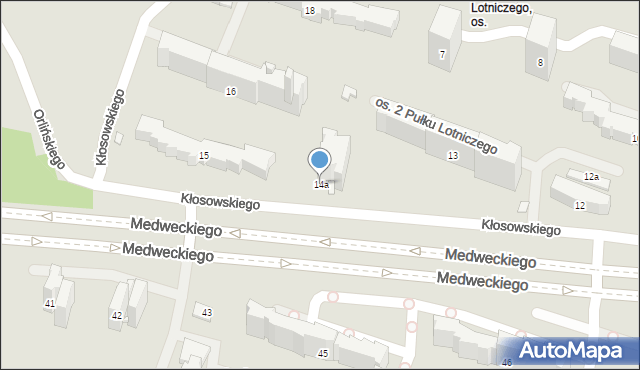 Kraków, Osiedle 2 Pułku Lotniczego, 14a, mapa Krakowa