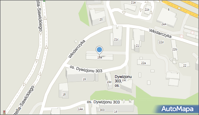 Kraków, Osiedle Dywizjonu 303, 19a, mapa Krakowa