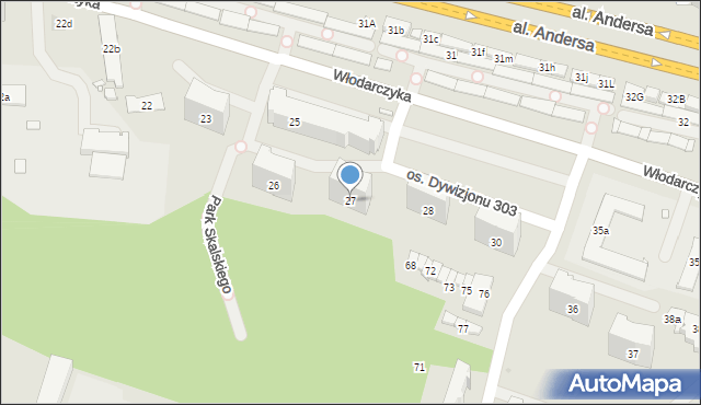 Kraków, Osiedle Dywizjonu 303, 27, mapa Krakowa