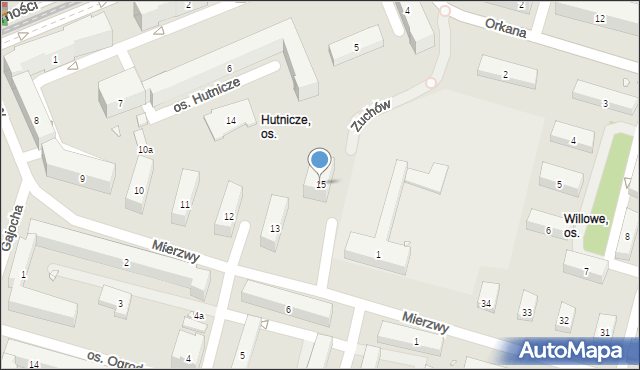 Kraków, Osiedle Hutnicze, 15, mapa Krakowa