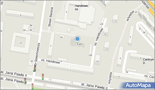 Kraków, Osiedle Handlowe, 3, mapa Krakowa