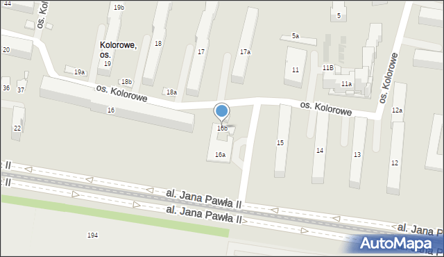 Kraków, Osiedle Kolorowe, 16b, mapa Krakowa