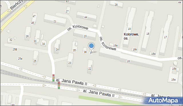 Kraków, Osiedle Kolorowe, 37, mapa Krakowa