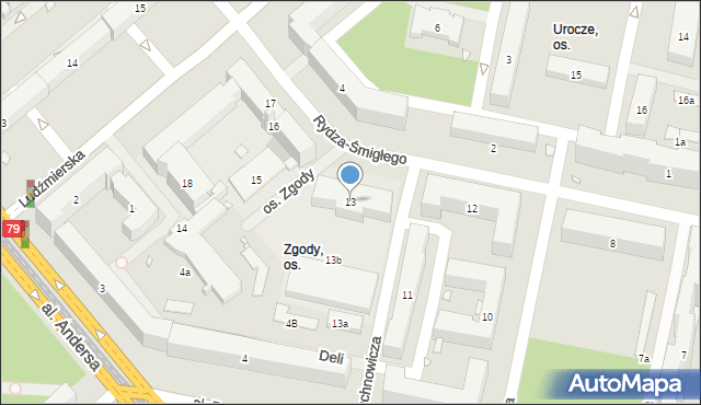 Kraków, Osiedle Zgody, 13, mapa Krakowa