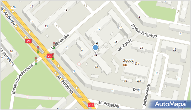Kraków, Osiedle Zgody, 14, mapa Krakowa