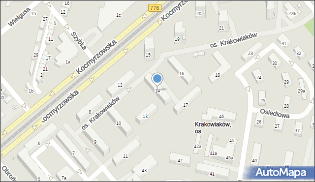 Kraków, Osiedle Krakowiaków, 14, mapa Krakowa