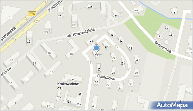 Kraków, Osiedle Krakowiaków, 24, mapa Krakowa