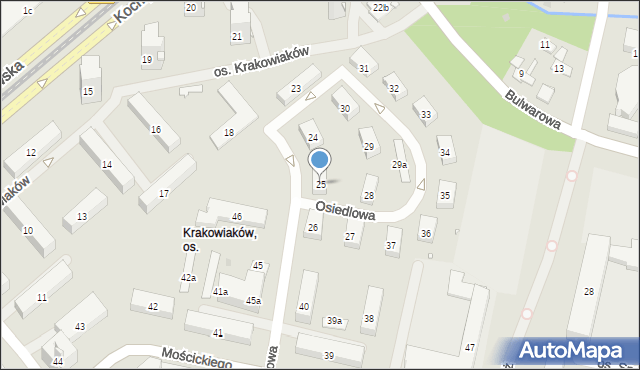 Kraków, Osiedle Krakowiaków, 25, mapa Krakowa