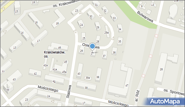 Kraków, Osiedle Krakowiaków, 27, mapa Krakowa