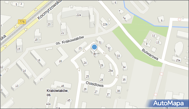 Kraków, Osiedle Krakowiaków, 30, mapa Krakowa