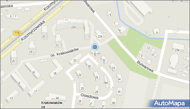 Kraków, Osiedle Krakowiaków, 31, mapa Krakowa